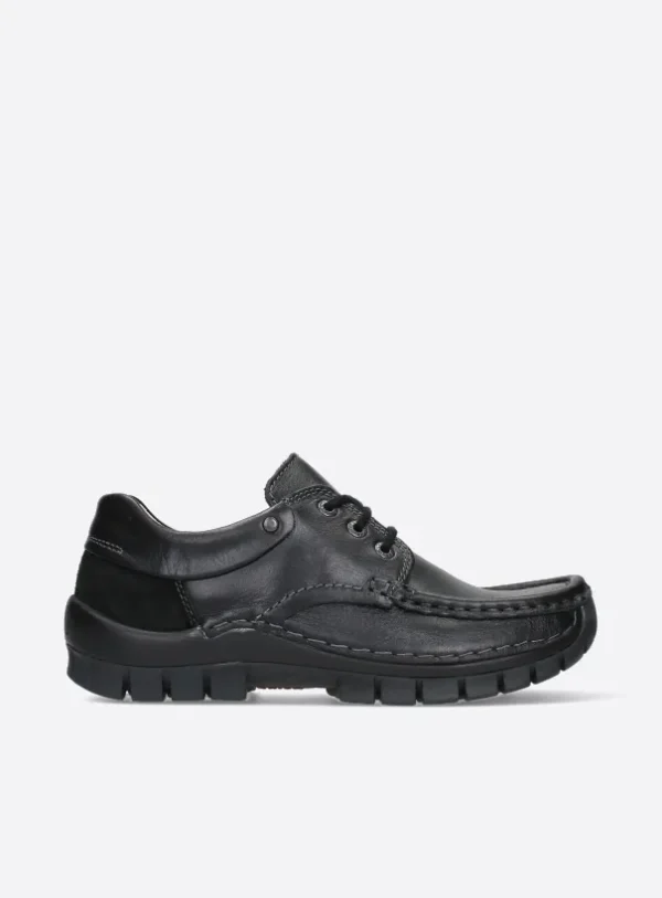 Wolky Fly Summer - zwart leer Veterschoenen voor dames