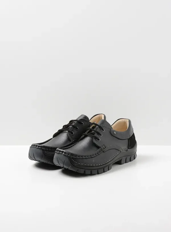 Wolky Fly Summer - zwart leer Veterschoenen voor dames