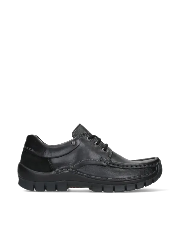 Wolky Fly Summer - zwart leer Veterschoenen voor dames