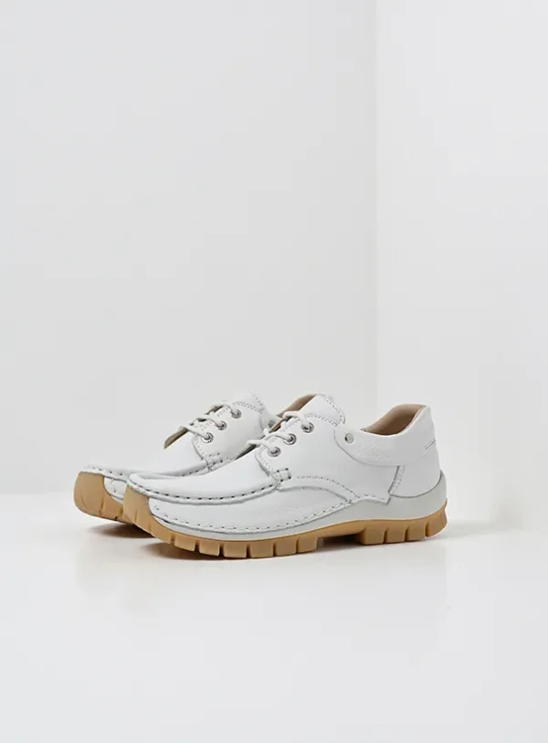 Wolky Fly Summer - wit leer Veterschoenen voor dames