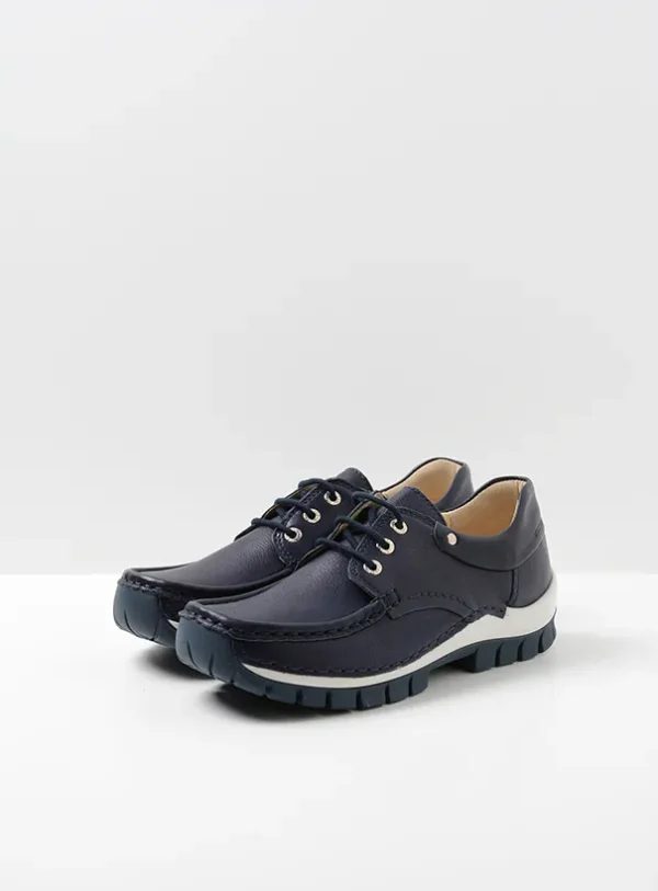 Wolky Fly Summer - denim leer Veterschoenen voor dames