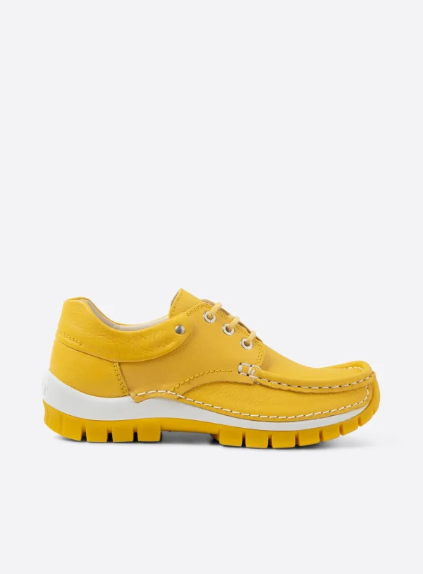Wolky Fly Summer - geel leer Veterschoenen voor dames