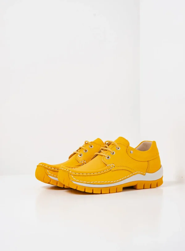 Wolky Fly Summer - geel leer Veterschoenen voor dames