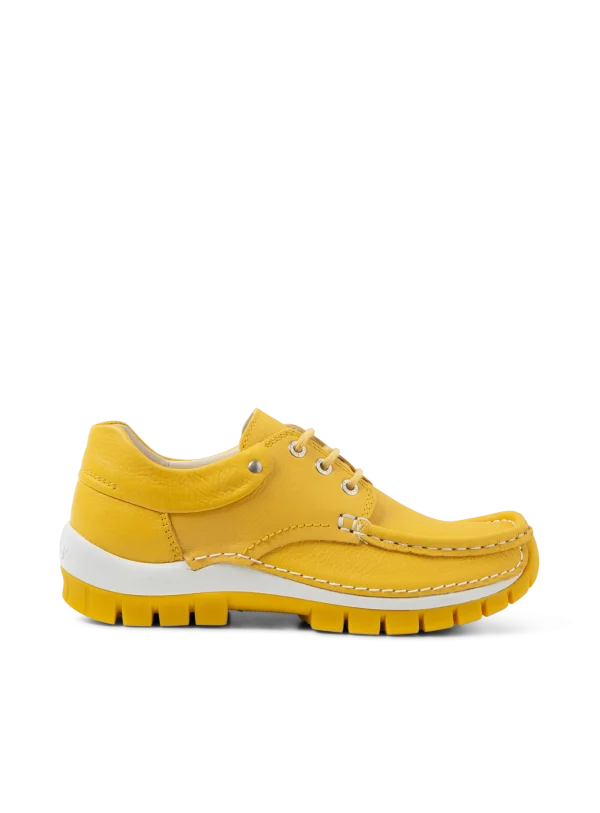 Wolky Fly Summer - geel leer Veterschoenen voor dames