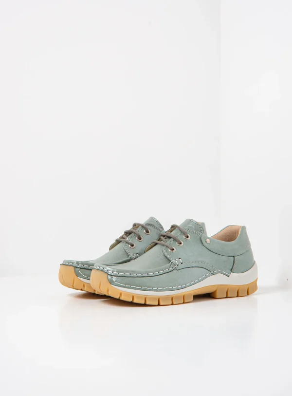 Wolky Fly Summer - saliegroen glansleer Veterschoenen voor dames