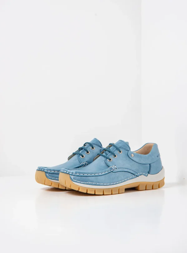 Wolky Fly Summer - oceaanblauw glansleer Veterschoenen voor dames
