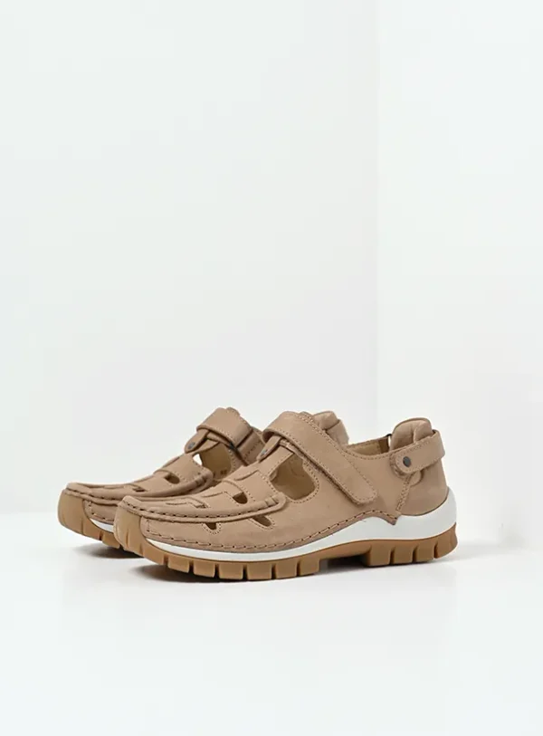 Wolky Move - beige nubuck Bandschoenen voor dames