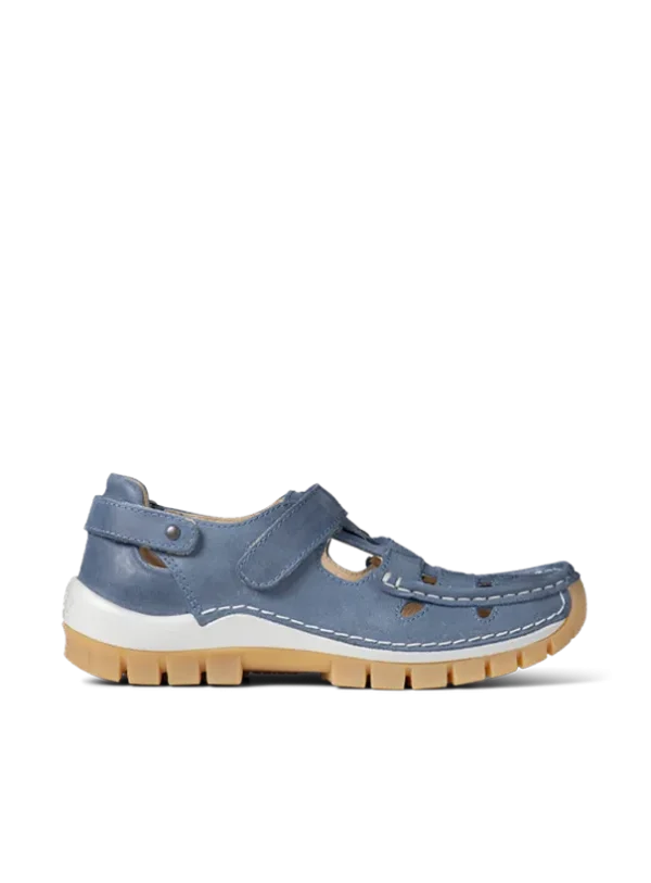 Wolky Move - jeansblauw nubuck Bandschoenen voor dames