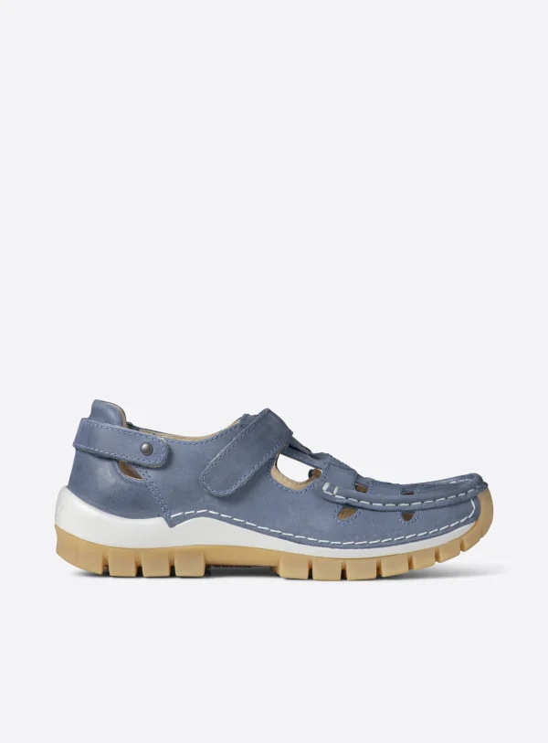 Wolky Move - jeansblauw nubuck Bandschoenen voor dames
