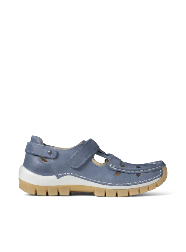 Wolky Move - jeansblauw nubuck Bandschoenen voor dames