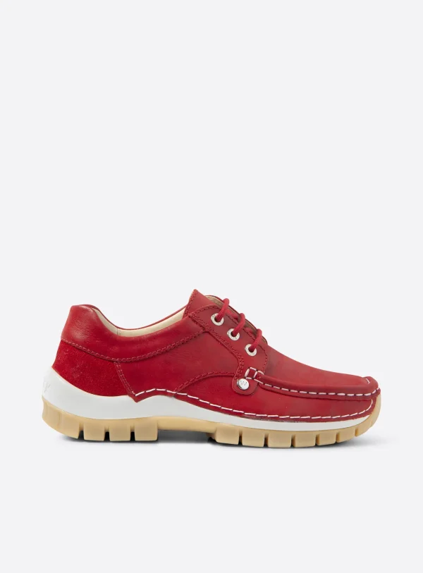 Wolky Seamy Fly Summer - rood effectleer Veterschoenen voor dames