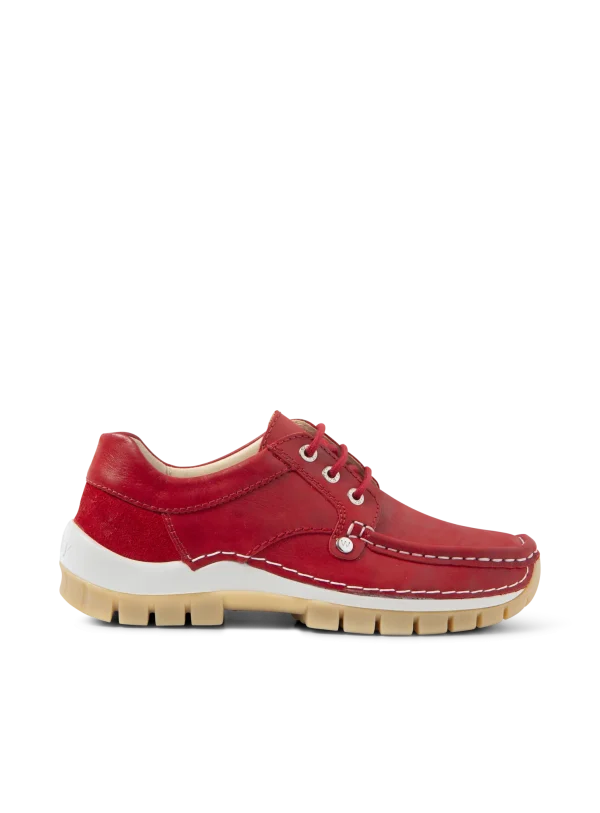 Wolky Seamy Fly Summer - rood effectleer Veterschoenen voor dames