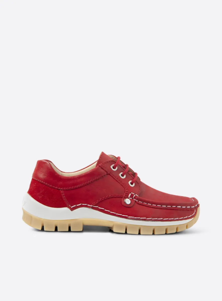 Wolky Seamy Fly Summer - rood effectleer Veterschoenen voor dames