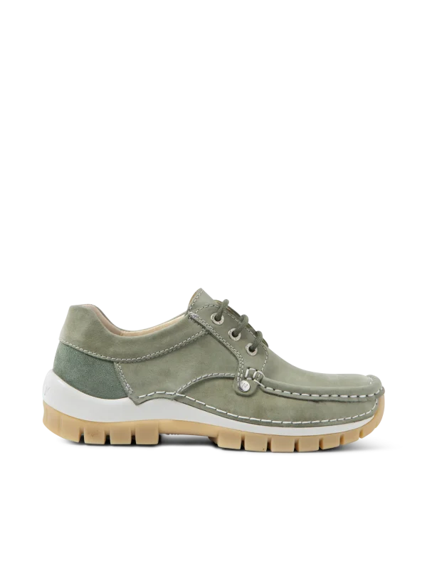 Wolky Seamy Fly Summer - saliegroen effectleer Veterschoenen voor dames