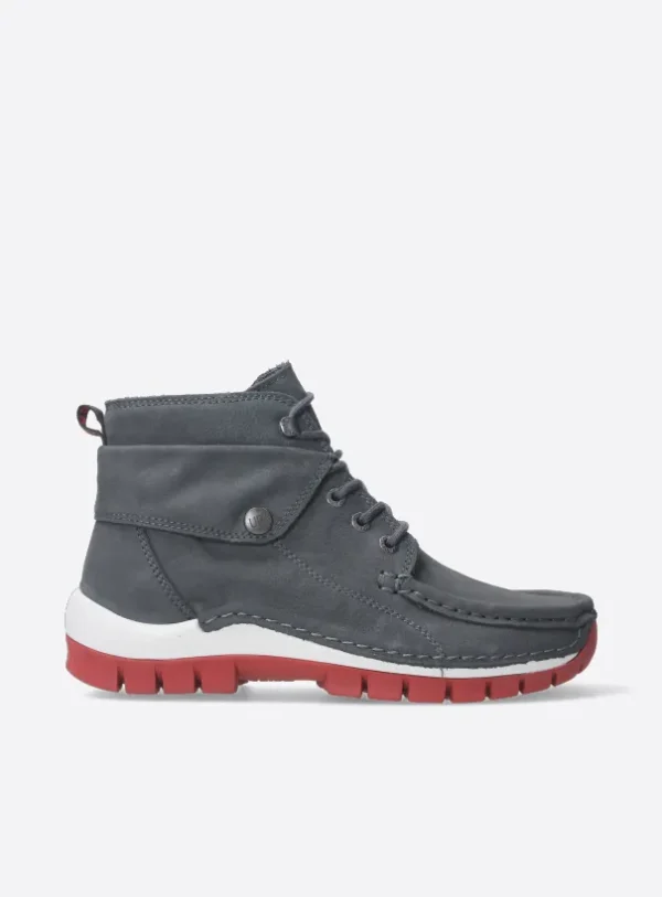 Wolky Jump - antraciet nubuck Hoge veterschoenen voor dames