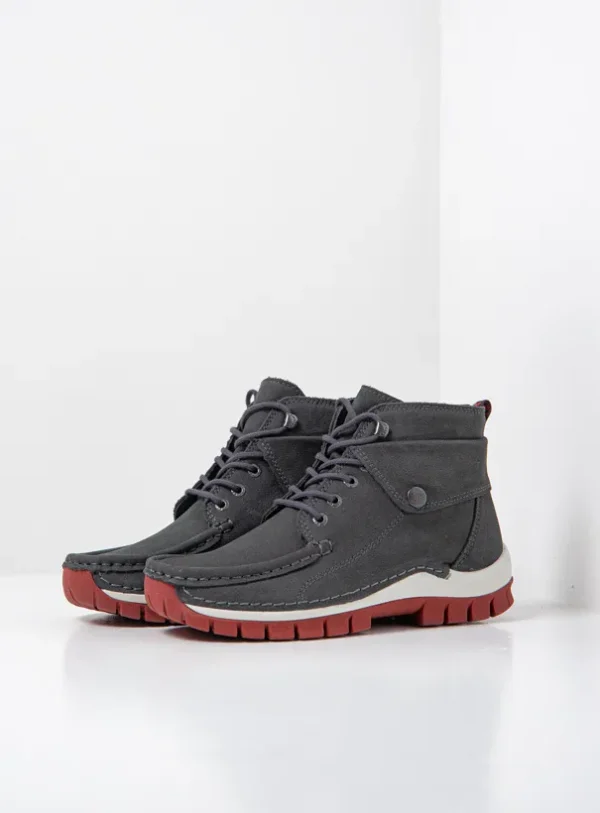 Wolky Jump - antraciet nubuck Hoge veterschoenen voor dames