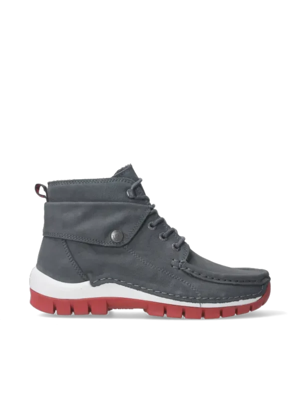 Wolky Jump - antraciet nubuck Hoge veterschoenen voor dames