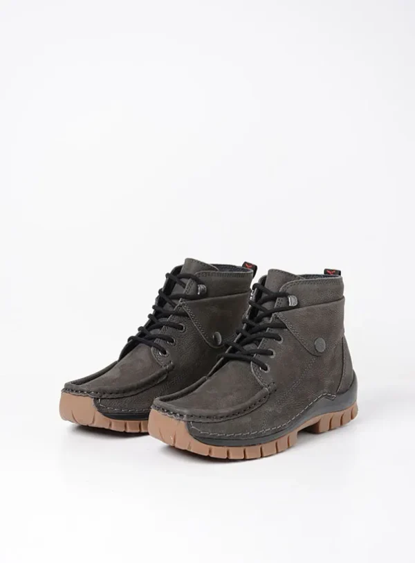 Wolky Jump - asfalt nubuck Hoge veterschoenen voor dames