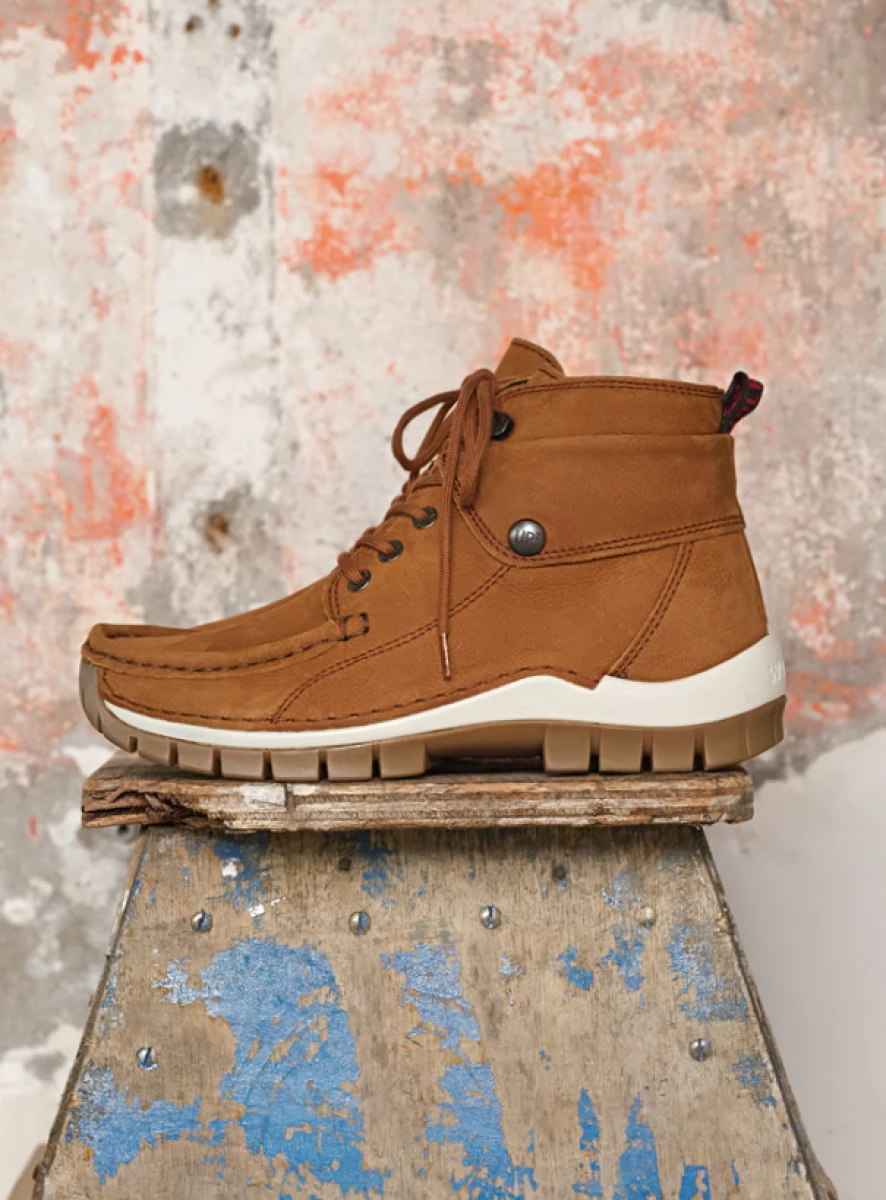 wolky hoge veterschoenen 04725 jump 11430 cognac nubuck detail