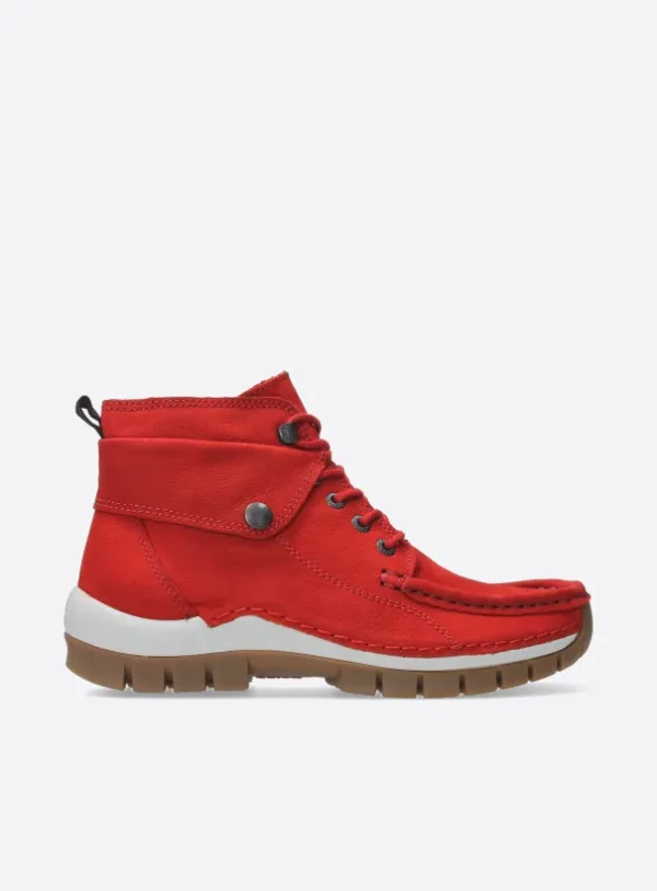 Wolky Jump - rood nubuck Hoge veterschoenen voor dames