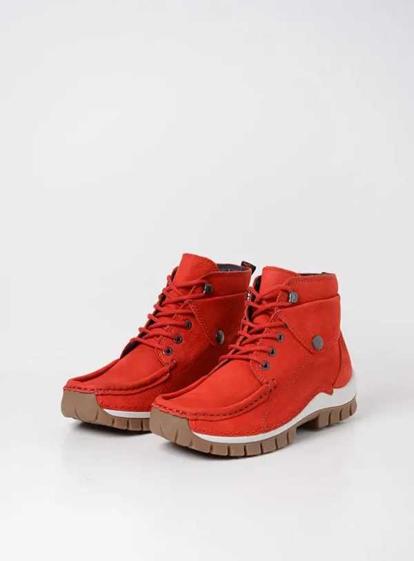 Wolky Jump - rood nubuck Hoge veterschoenen voor dames