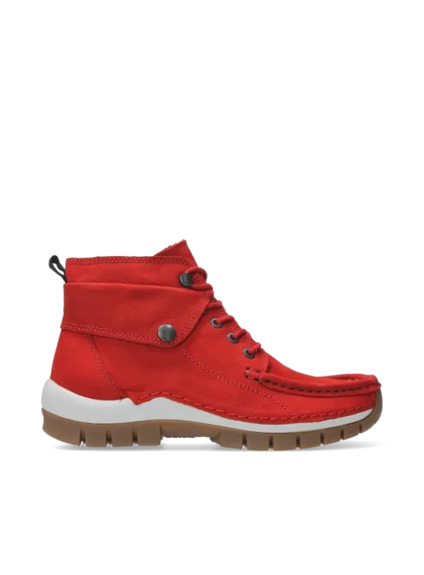 Wolky Jump - rood nubuck Hoge veterschoenen voor dames