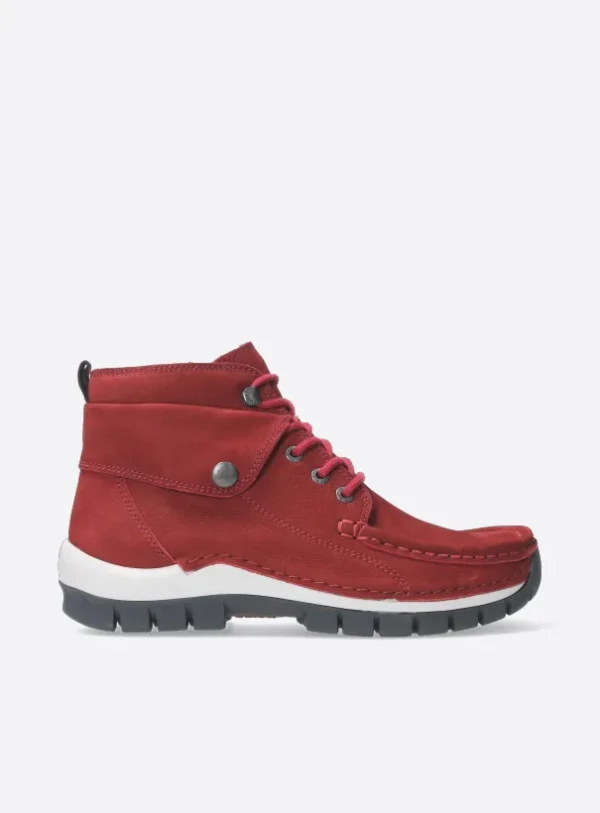 Wolky Jump - kersenrood nubuck Hoge veterschoenen voor dames