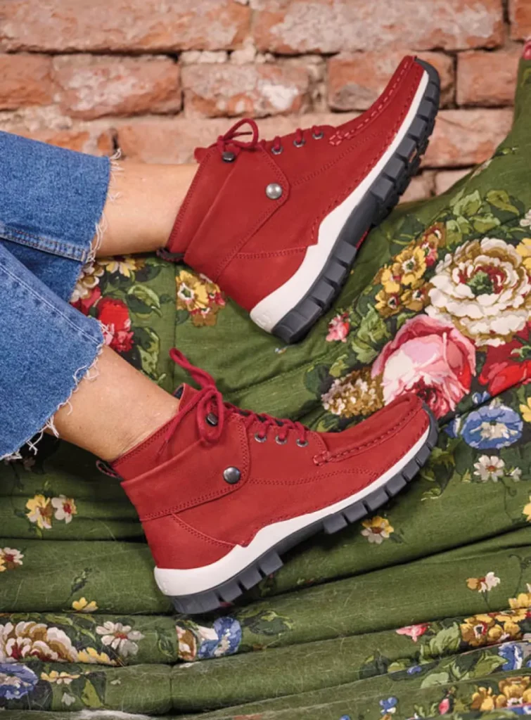 Wolky Hoge veterschoenen 04725 Jump 11553 kersenrood nubuck