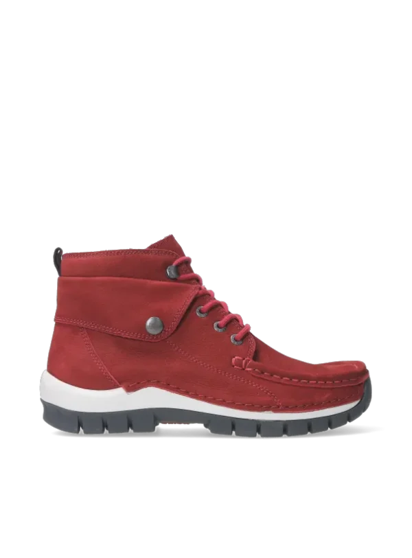 Wolky Jump - kersenrood nubuck Hoge veterschoenen voor dames