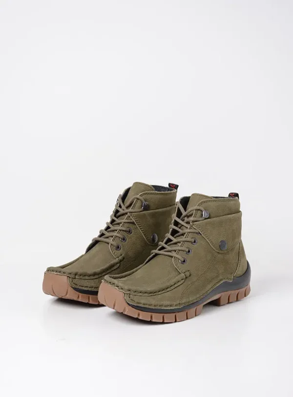 Wolky Jump - pesto groen nubuck Hoge veterschoenen voor dames
