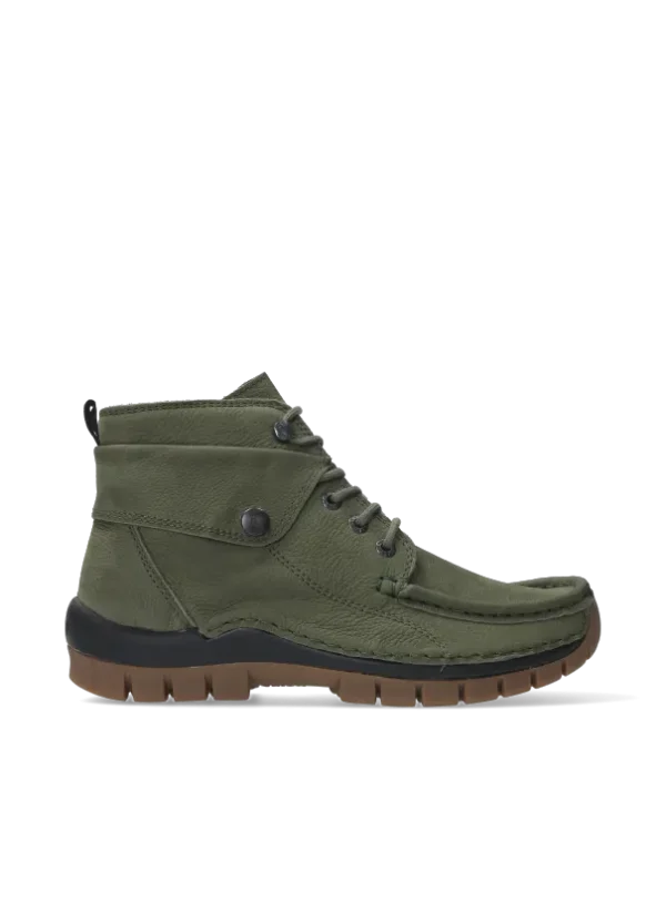 Wolky Jump - pesto groen nubuck Hoge veterschoenen voor dames