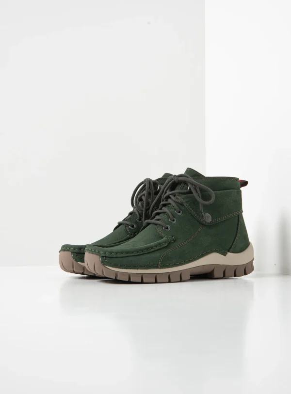 Wolky Jump - groen nubuck Hoge veterschoenen voor dames