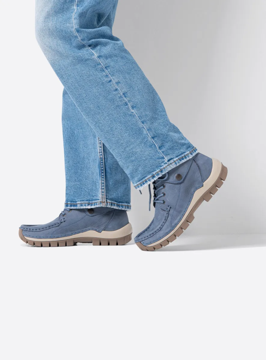 Wolky Hoge veterschoenen 04725 Jump 11840 jeansblauw nubuck