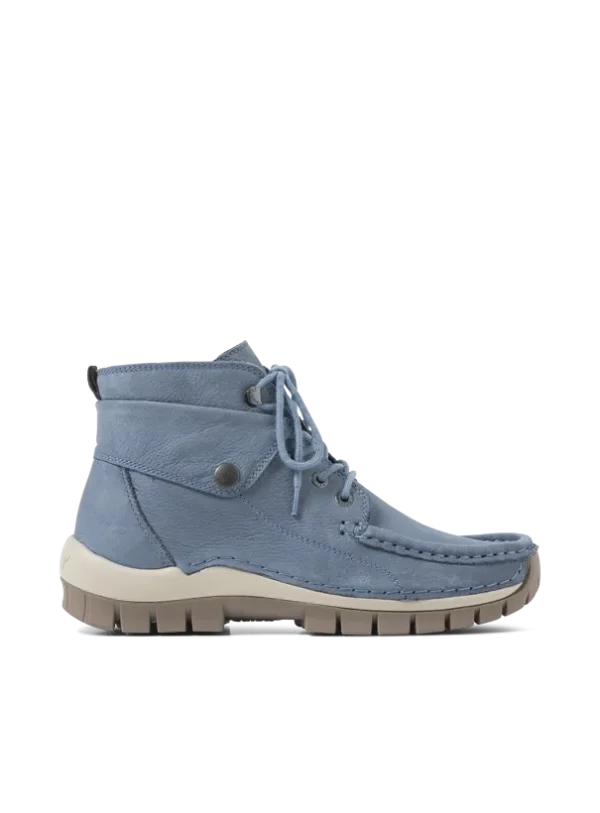 Wolky Jump - jeansblauw nubuck Hoge veterschoenen voor dames
