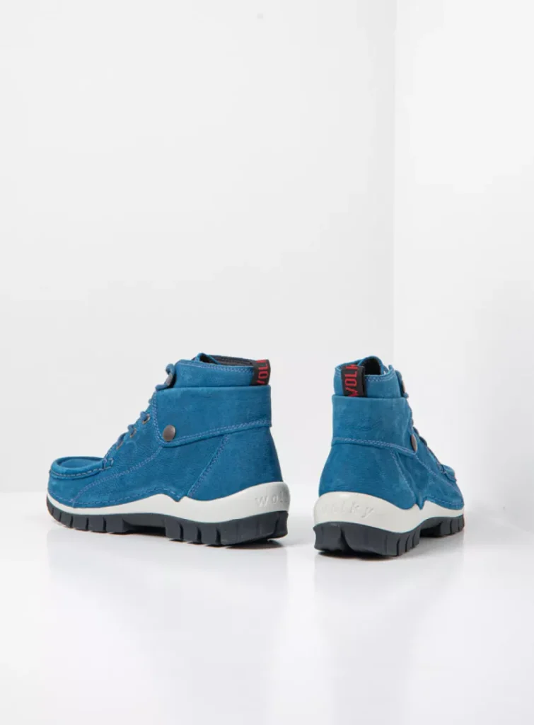 Wolky Hoge veterschoenen 04725 Jump 11850 oceaanblauw nubuck