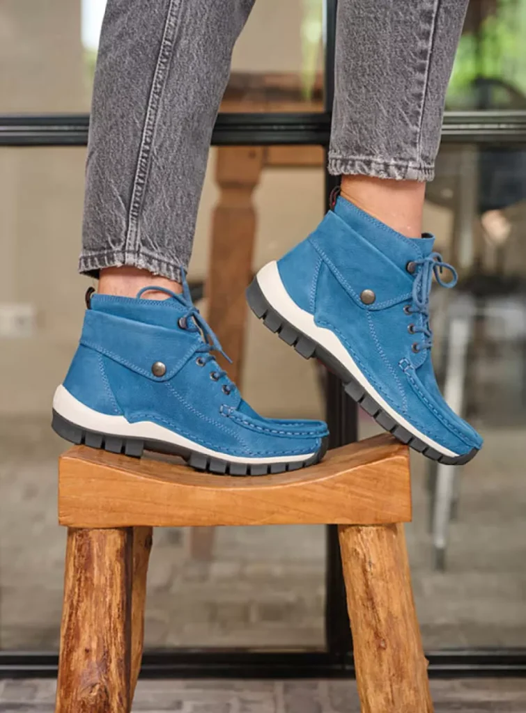 Wolky Hoge veterschoenen 04725 Jump 11850 oceaanblauw nubuck