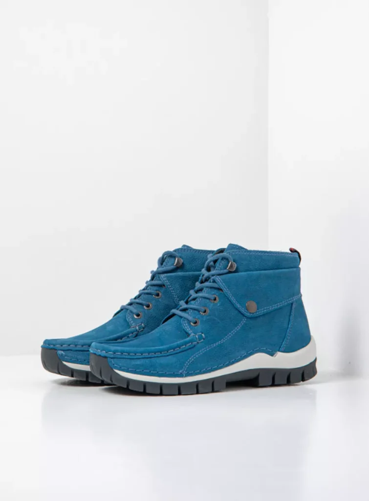 Wolky Hoge veterschoenen 04725 Jump 11850 oceaanblauw nubuck