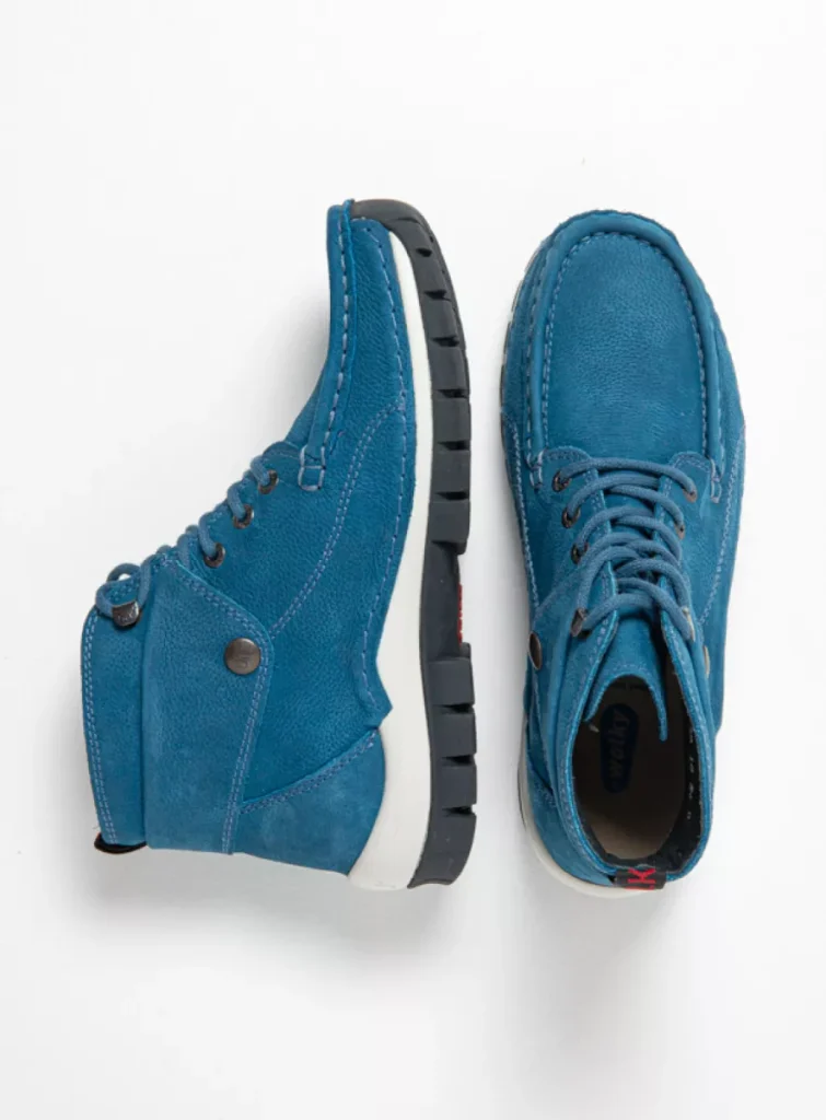 Wolky Hoge veterschoenen 04725 Jump 11850 oceaanblauw nubuck