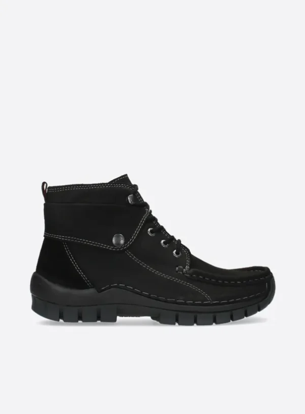 Wolky Jump - zwart nubuck Hoge veterschoenen voor dames