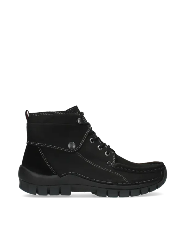 Wolky Jump - zwart nubuck Hoge veterschoenen voor dames