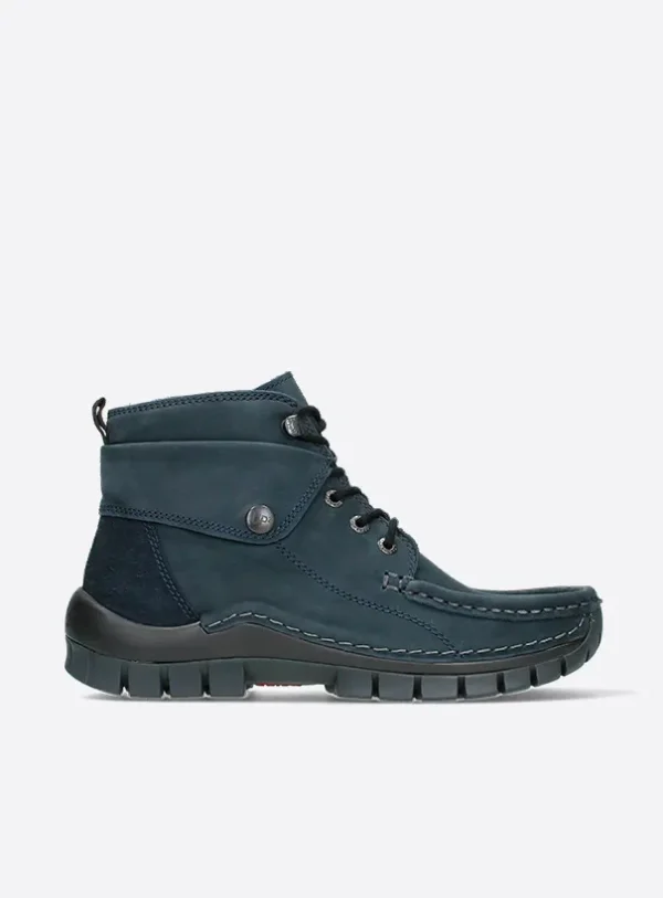 Wolky Jump - blauw nubuck Hoge veterschoenen voor dames