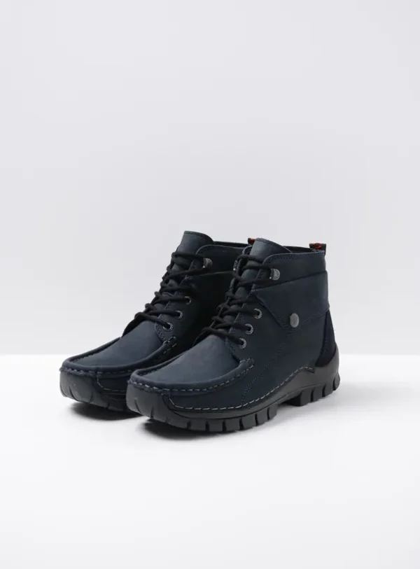 Wolky Jump - blauw nubuck Hoge veterschoenen voor dames