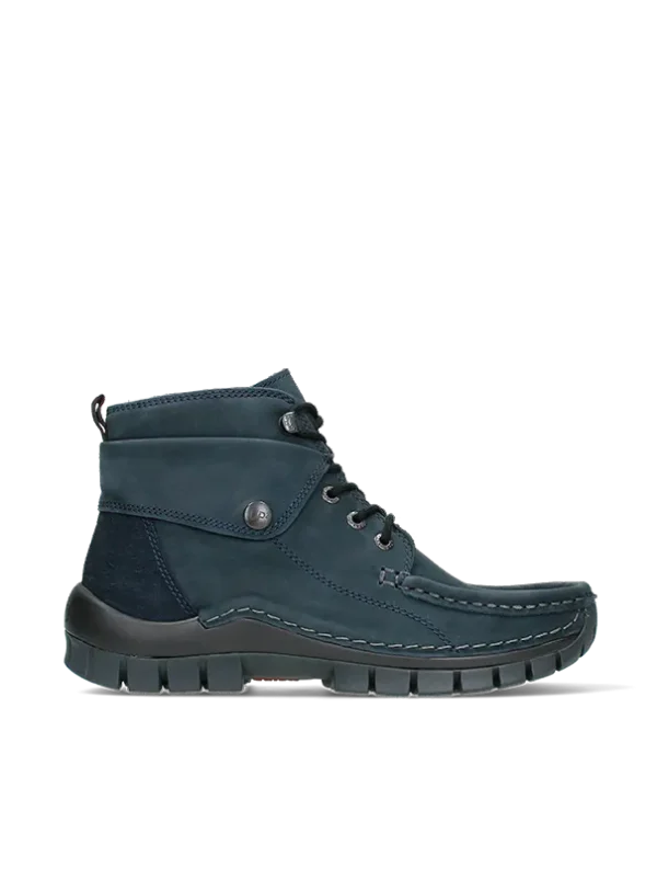 Wolky Jump - blauw nubuck Hoge veterschoenen voor dames