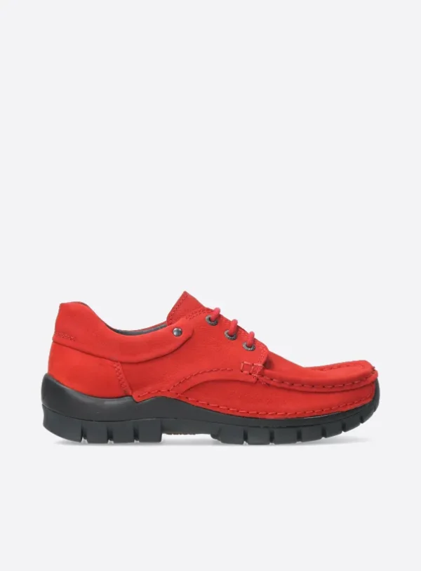 Wolky Fly - rood nubuck Veterschoenen voor dames