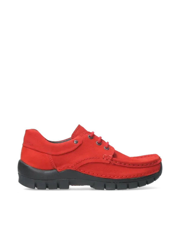 Wolky Fly - rood nubuck Veterschoenen voor dames