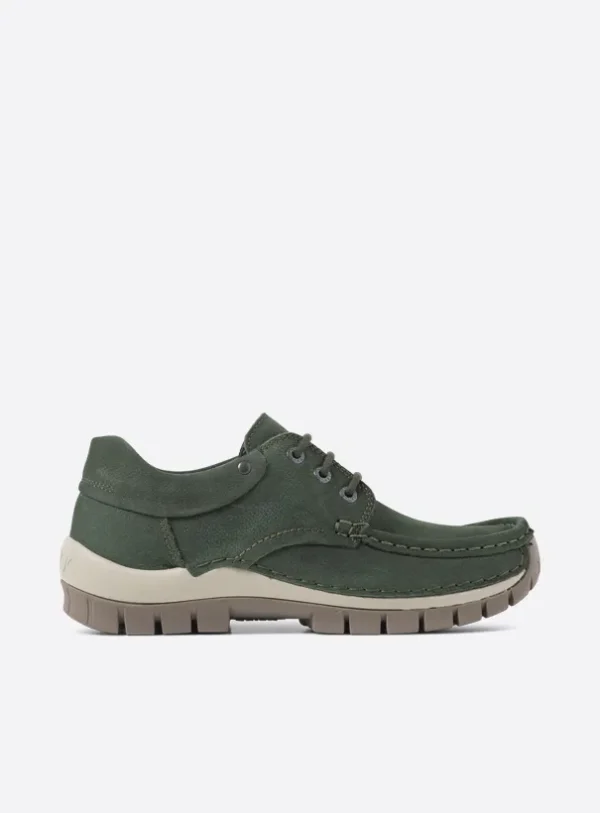 Wolky Fly - groen nubuck Veterschoenen voor dames
