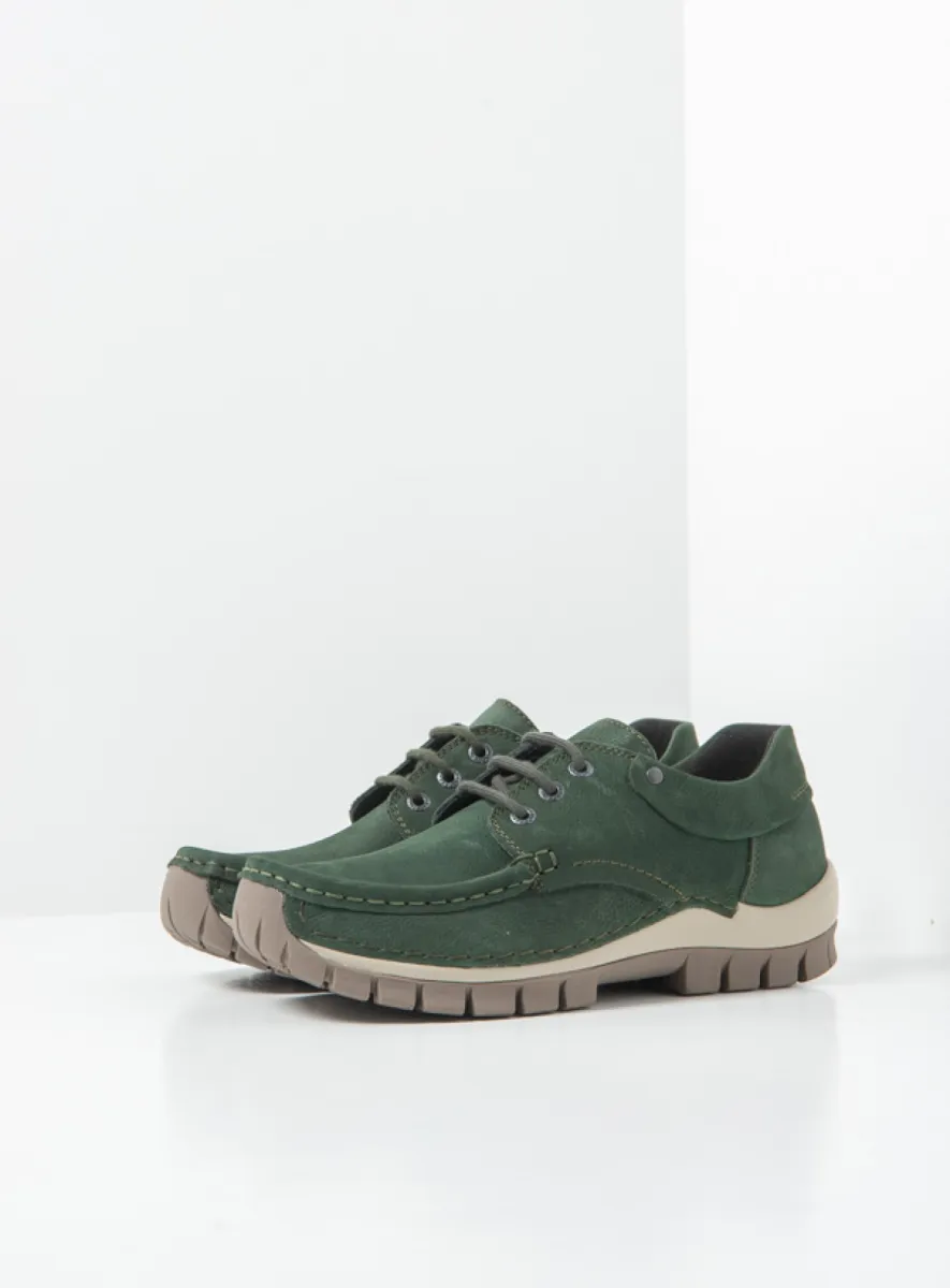 Wolky Fly - groen nubuck Comfort schoenen voor dames