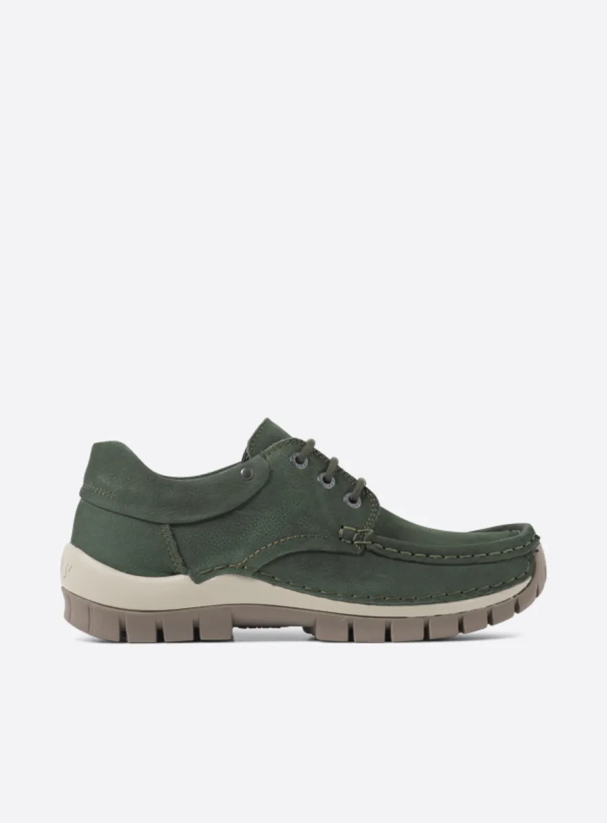 Wolky Fly - groen nubuck Comfort schoenen voor dames
