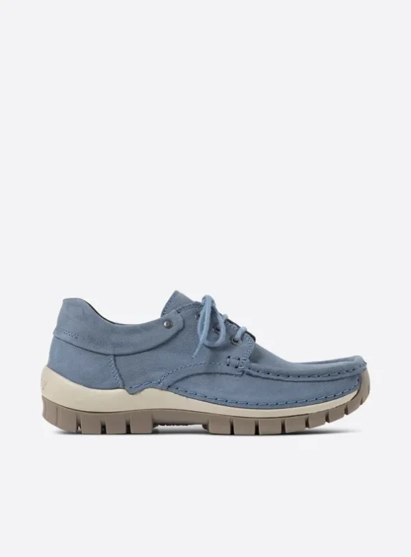 Wolky Fly - jeansblauw nubuck Veterschoenen voor dames