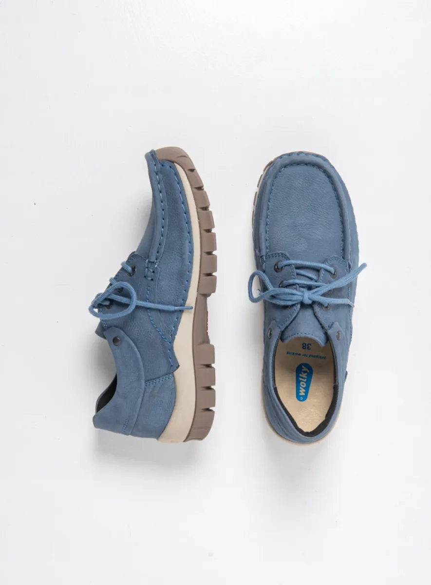 Wolky Fly - jeansblauw nubuck Comfort schoenen voor dames